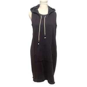 Navy blue sleeve pullover dress with drawer string hood size small